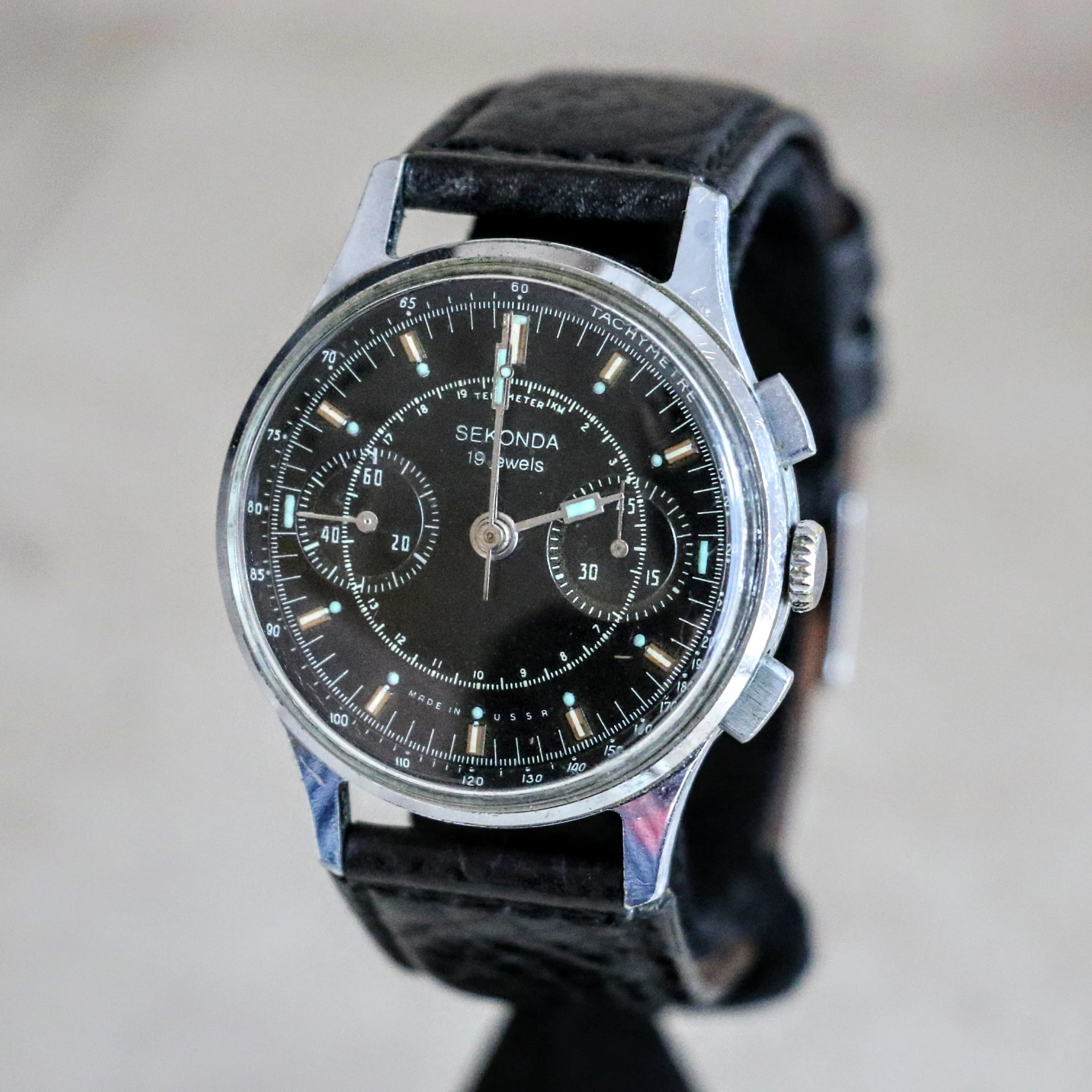 SEKONDA Poljot Chronograph Wristwatch 19 Jewels Made in U.S.S.R. Watch