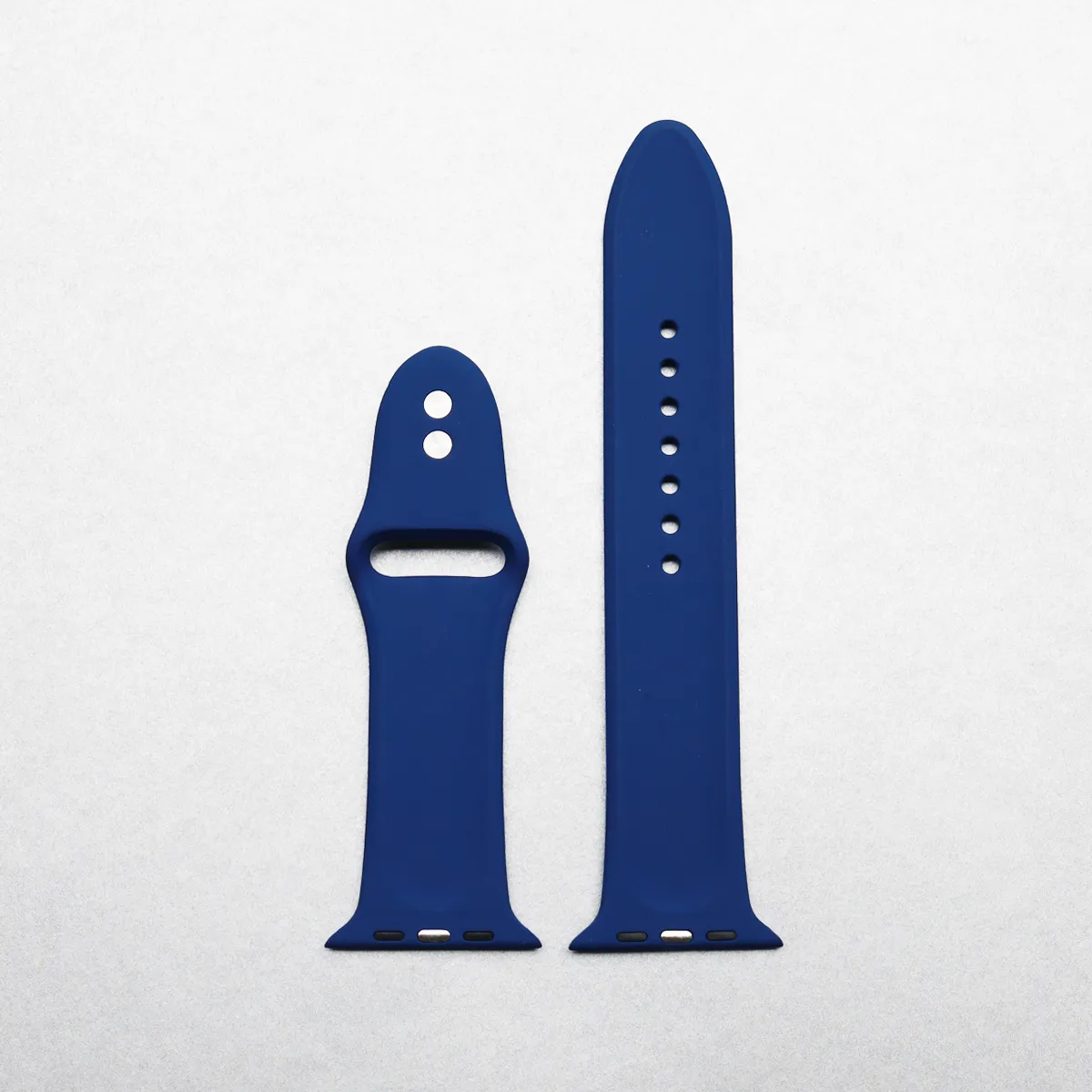 Silver Blue Striped Silicone Watch Band