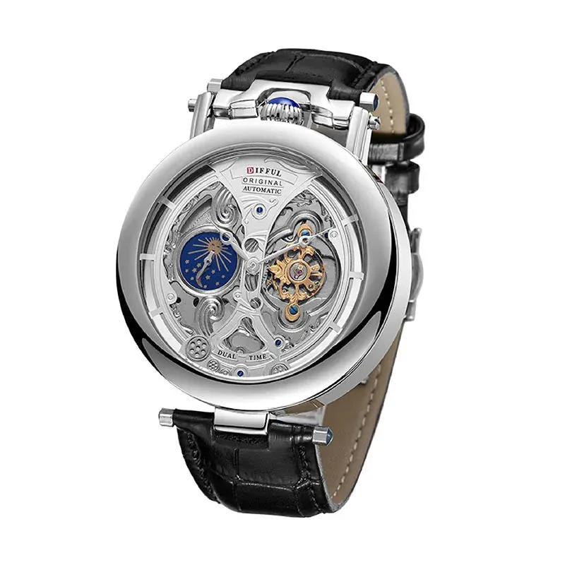 Skeleton Mechanical Watch Transparent Back Tourbillon
