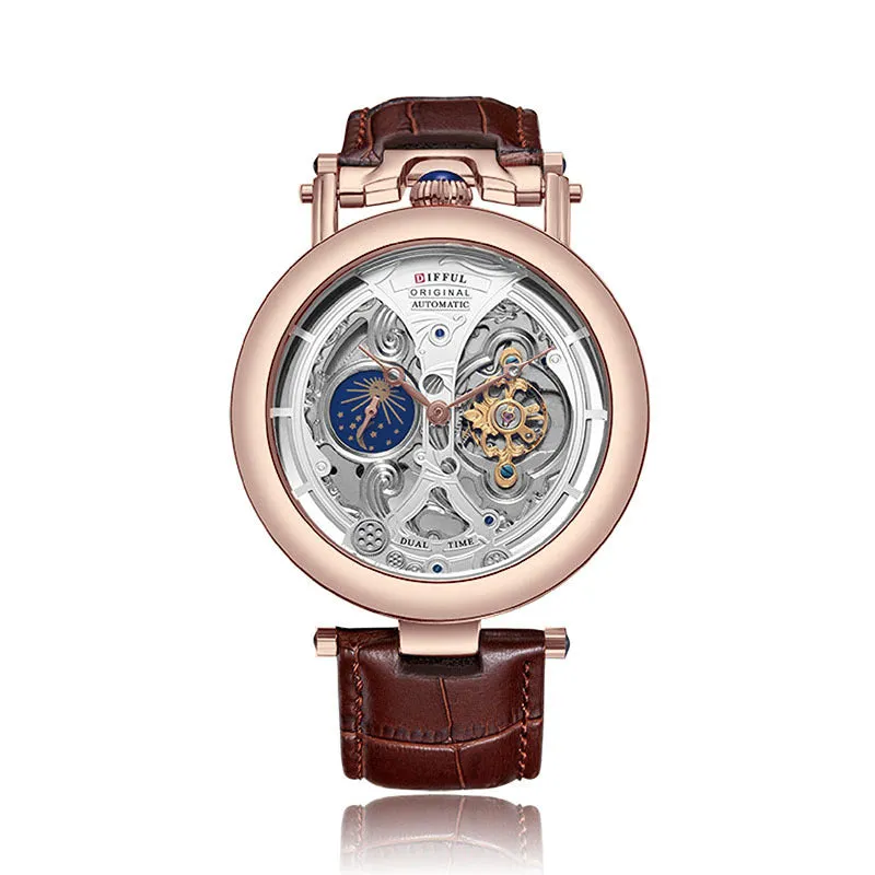 Skeleton Mechanical Watch Transparent Back Tourbillon