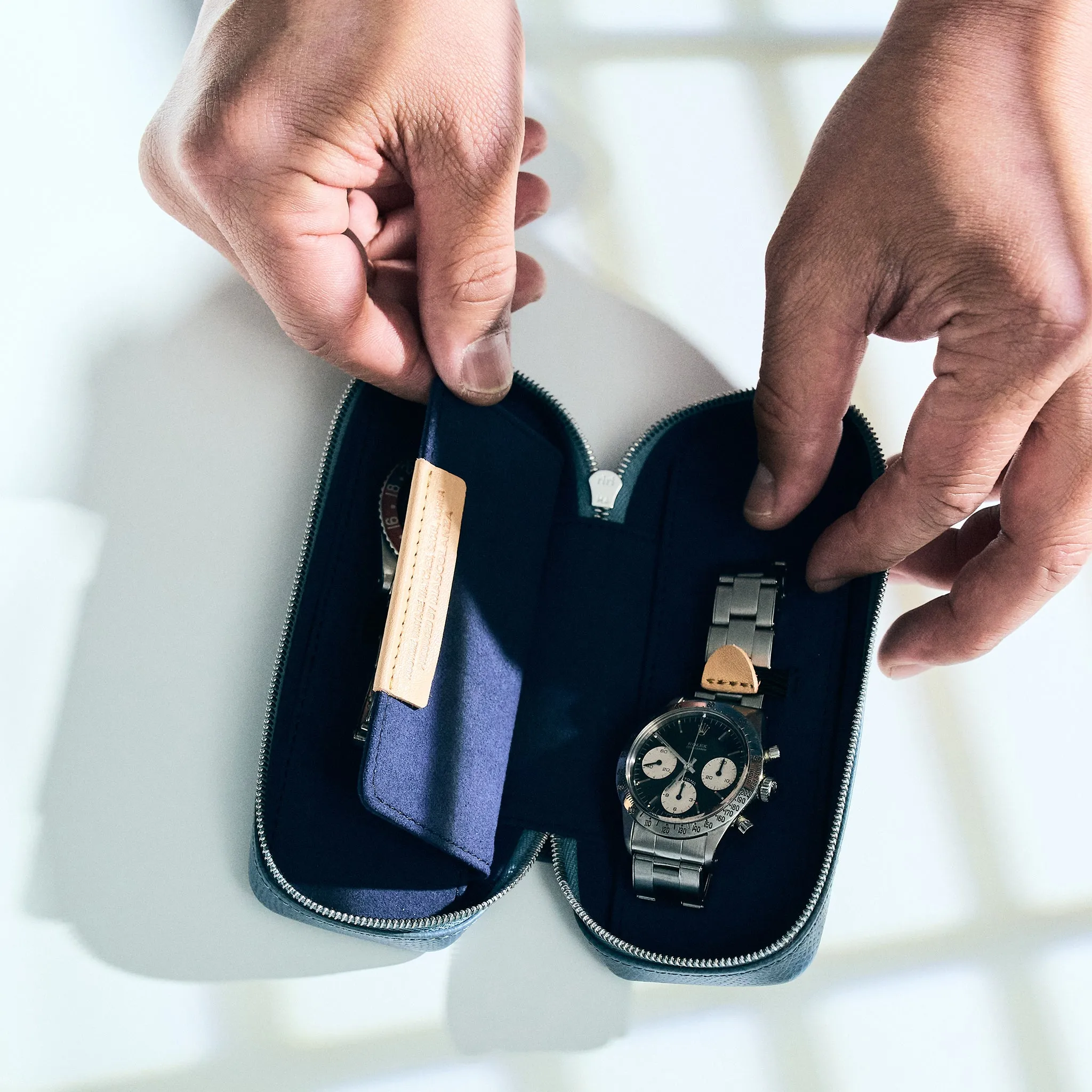 SLATE BLUE DUO POUCH FOR TWO WATCHES