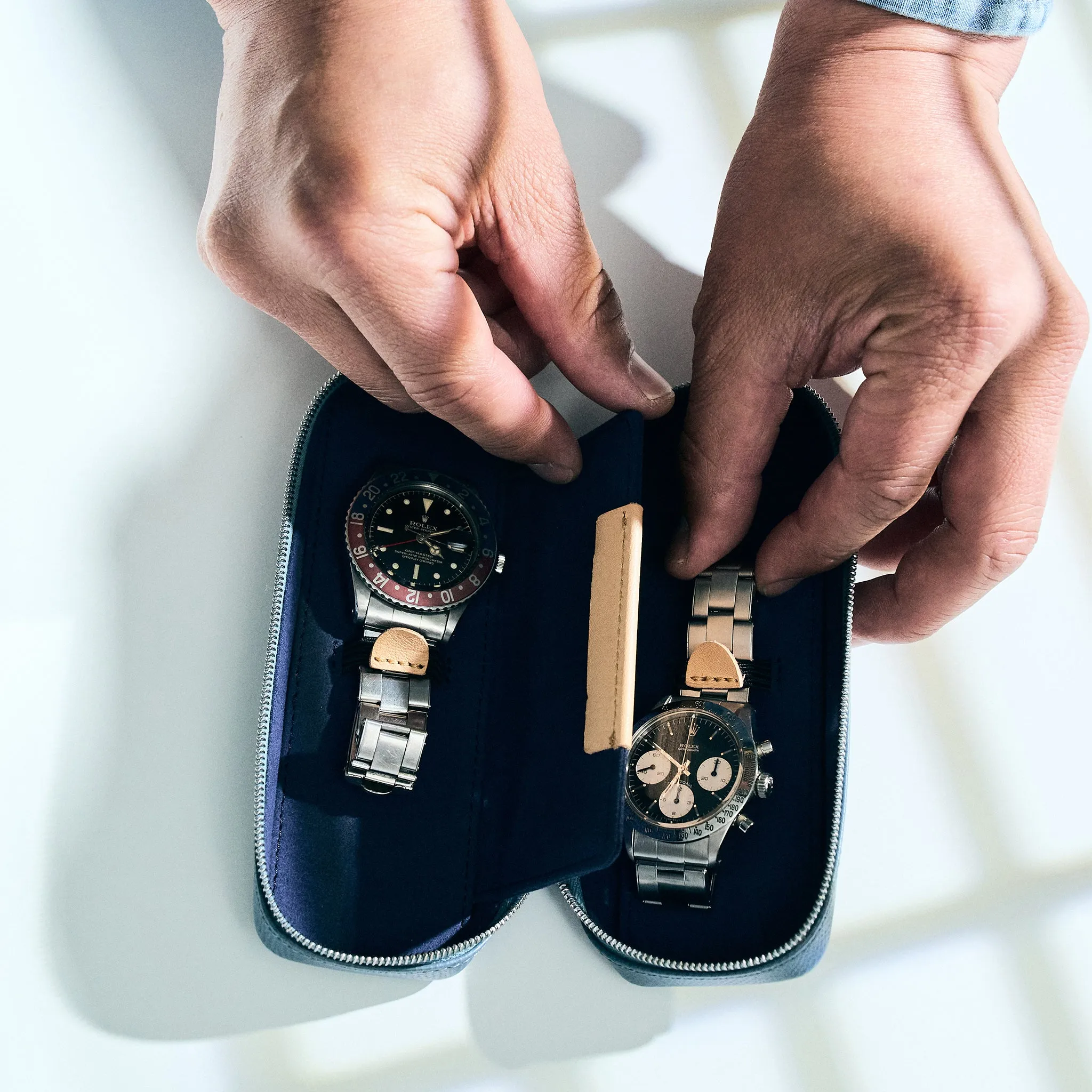 SLATE BLUE DUO POUCH FOR TWO WATCHES