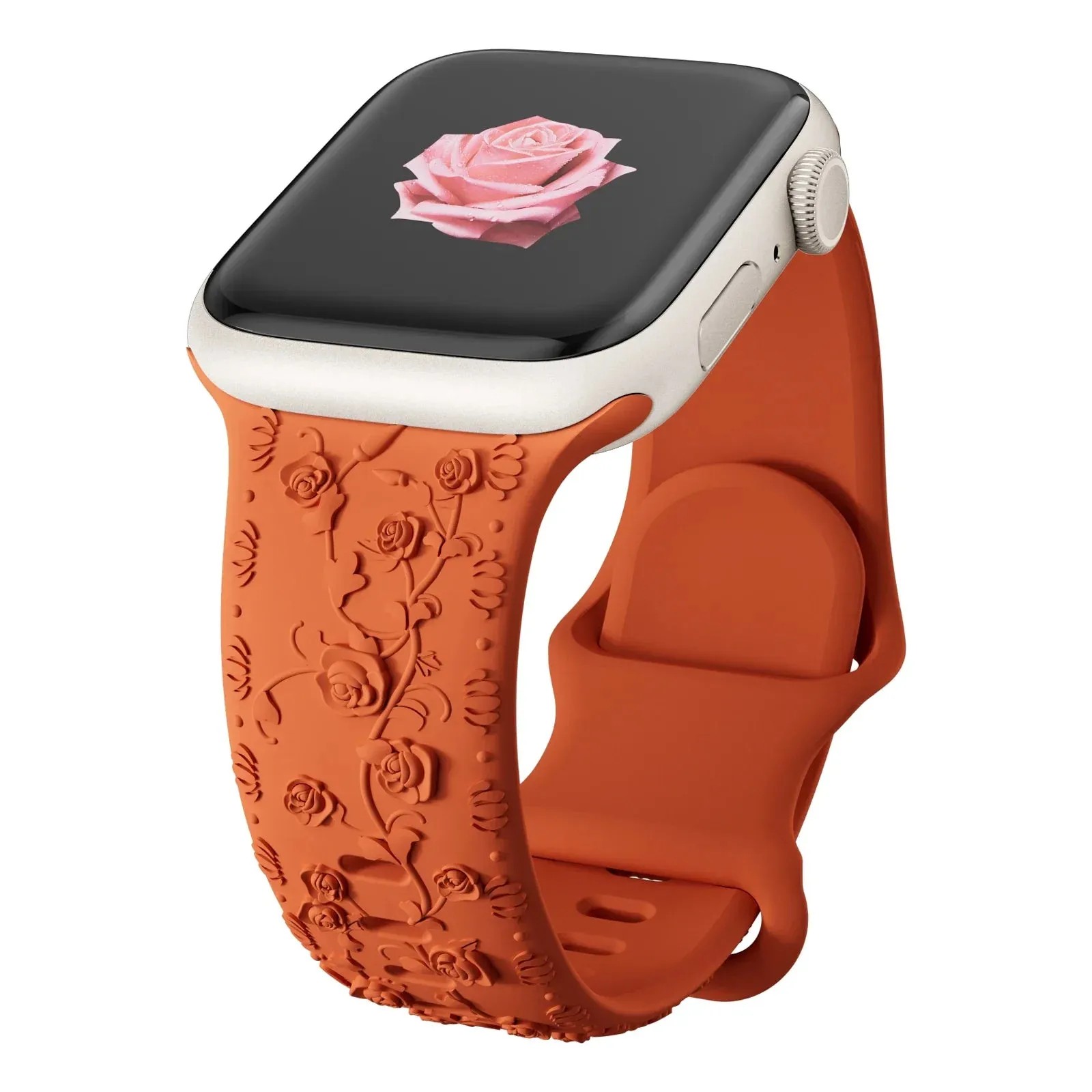 Soft Silicone Floral Engraved Apple Watch Band
