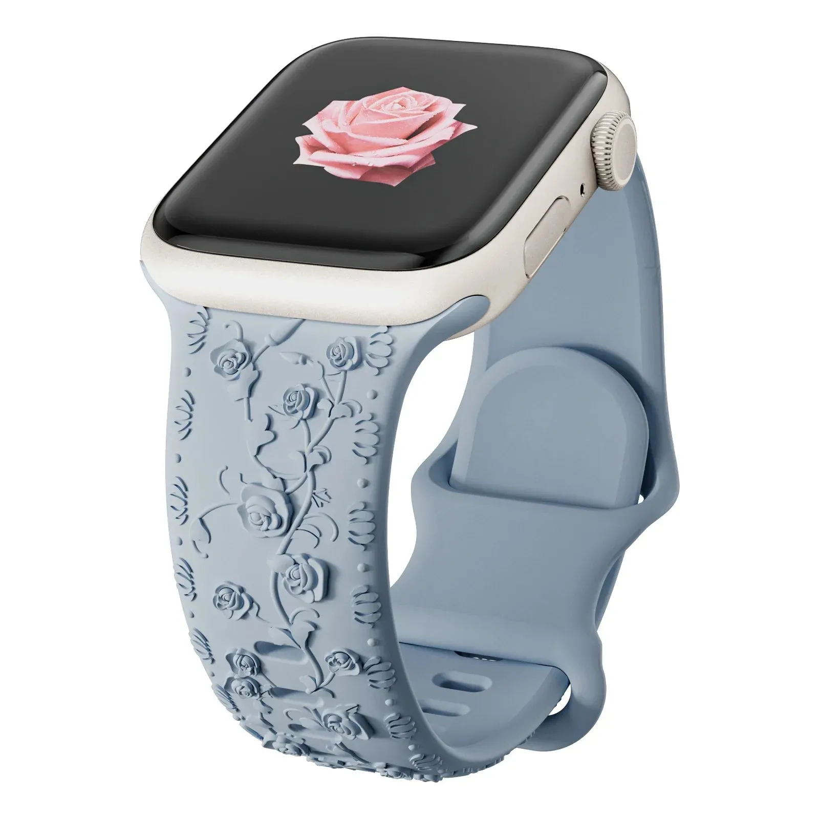 Soft Silicone Floral Engraved Apple Watch Band