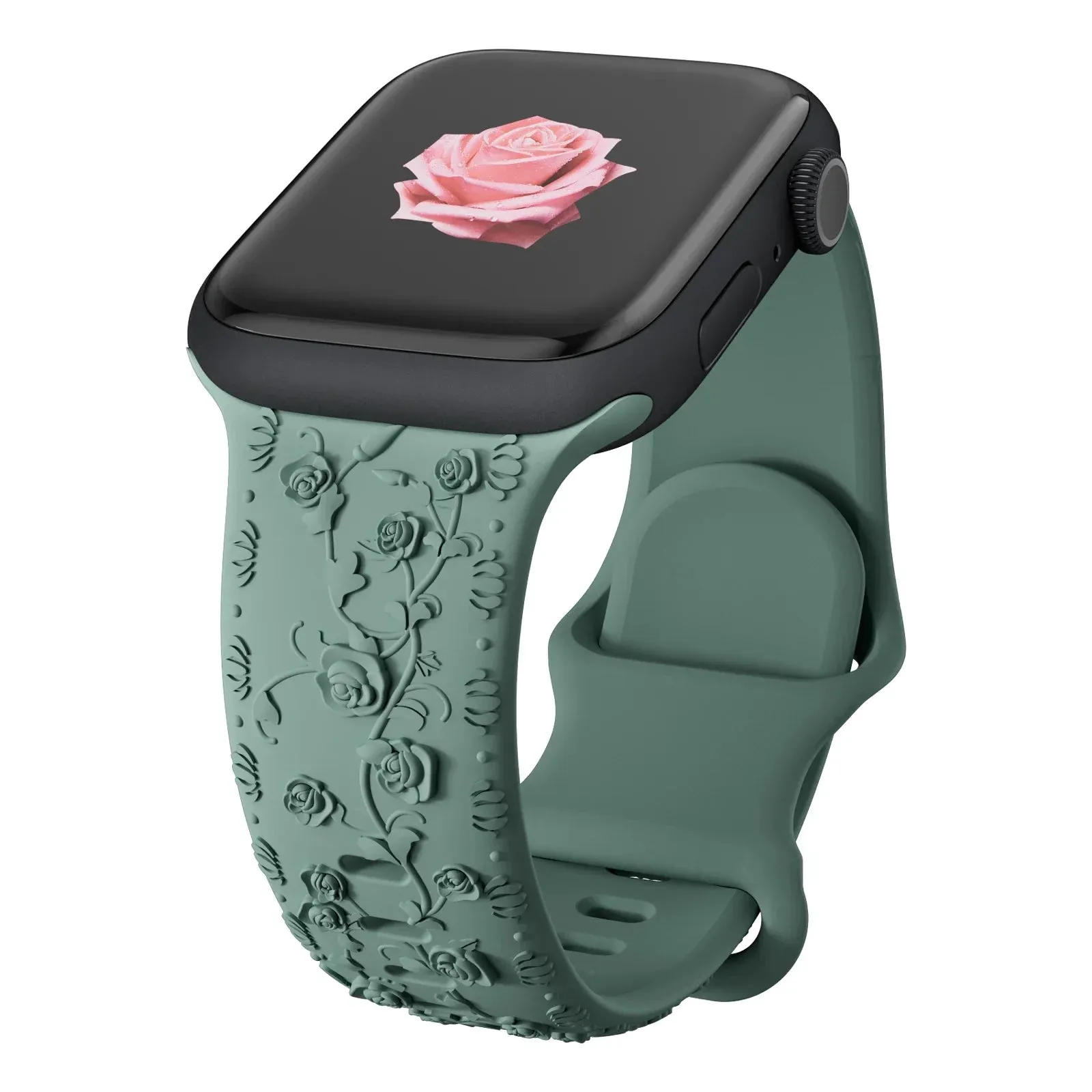 Soft Silicone Floral Engraved Apple Watch Band