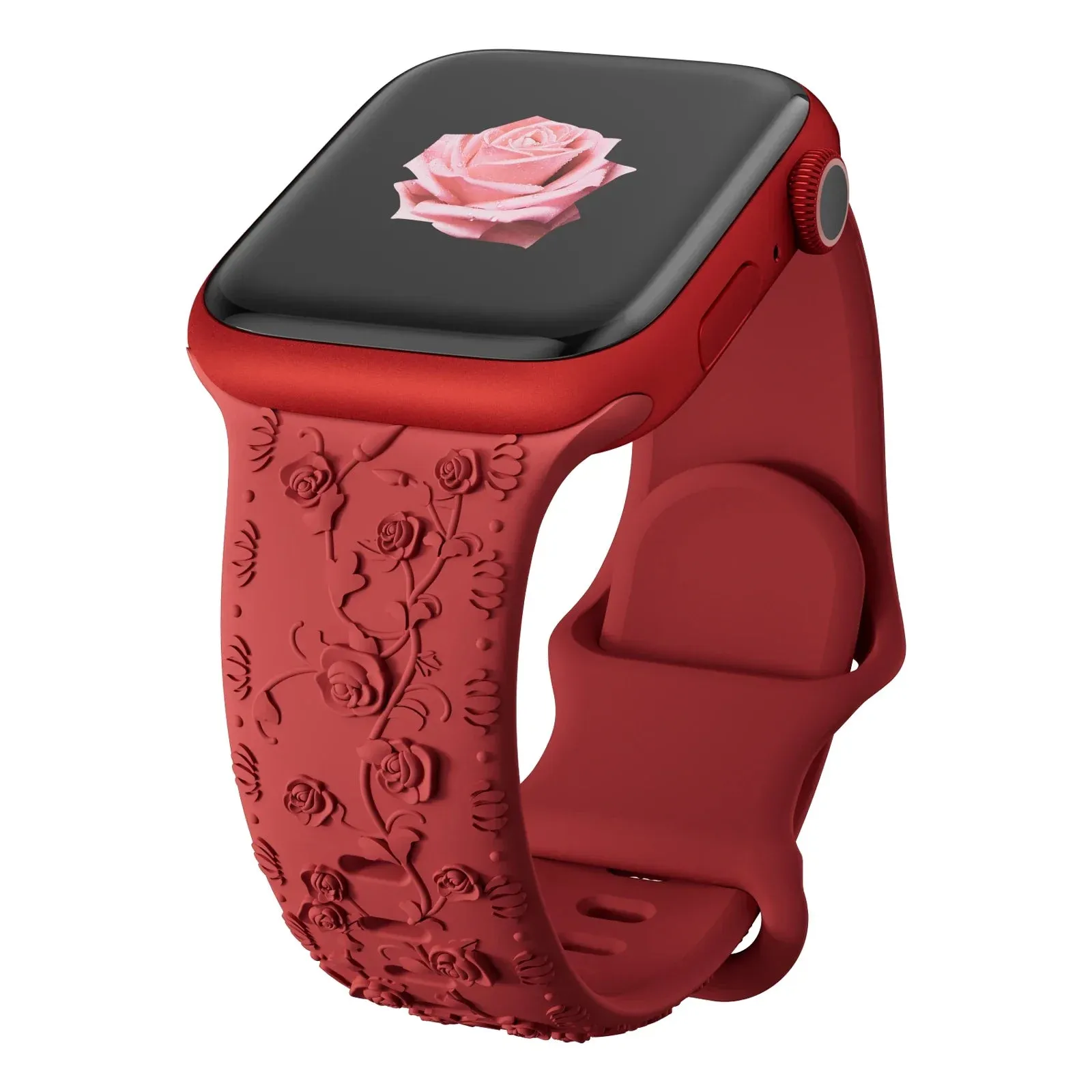 Soft Silicone Floral Engraved Apple Watch Band