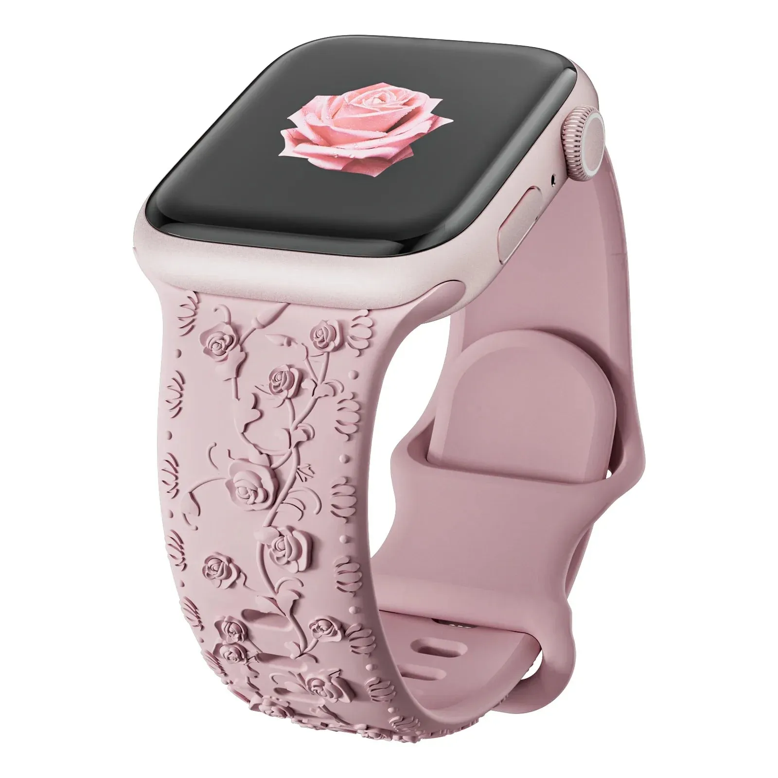Soft Silicone Floral Engraved Apple Watch Band
