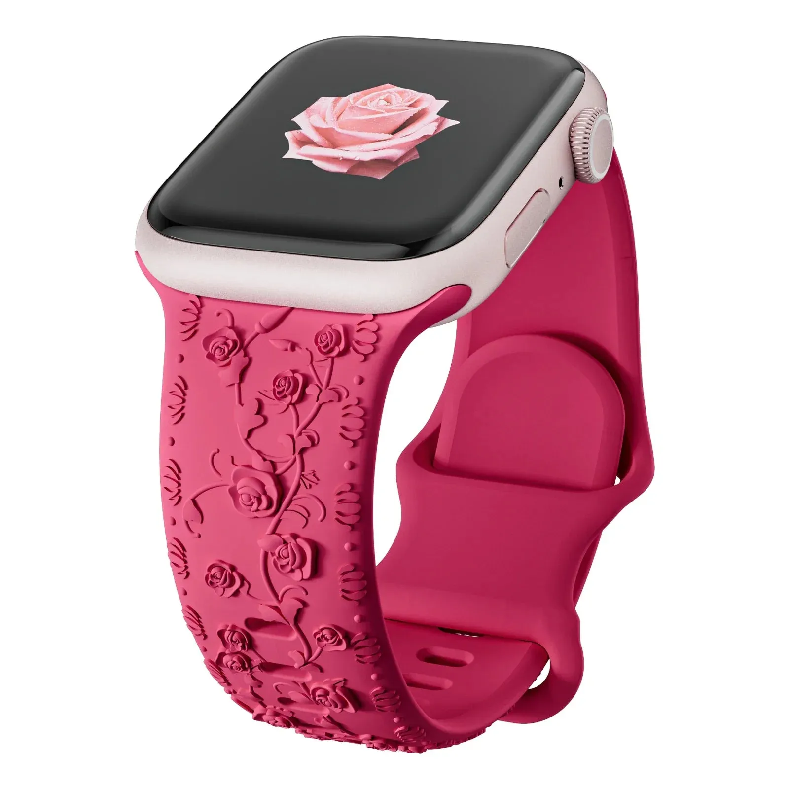 Soft Silicone Floral Engraved Apple Watch Band