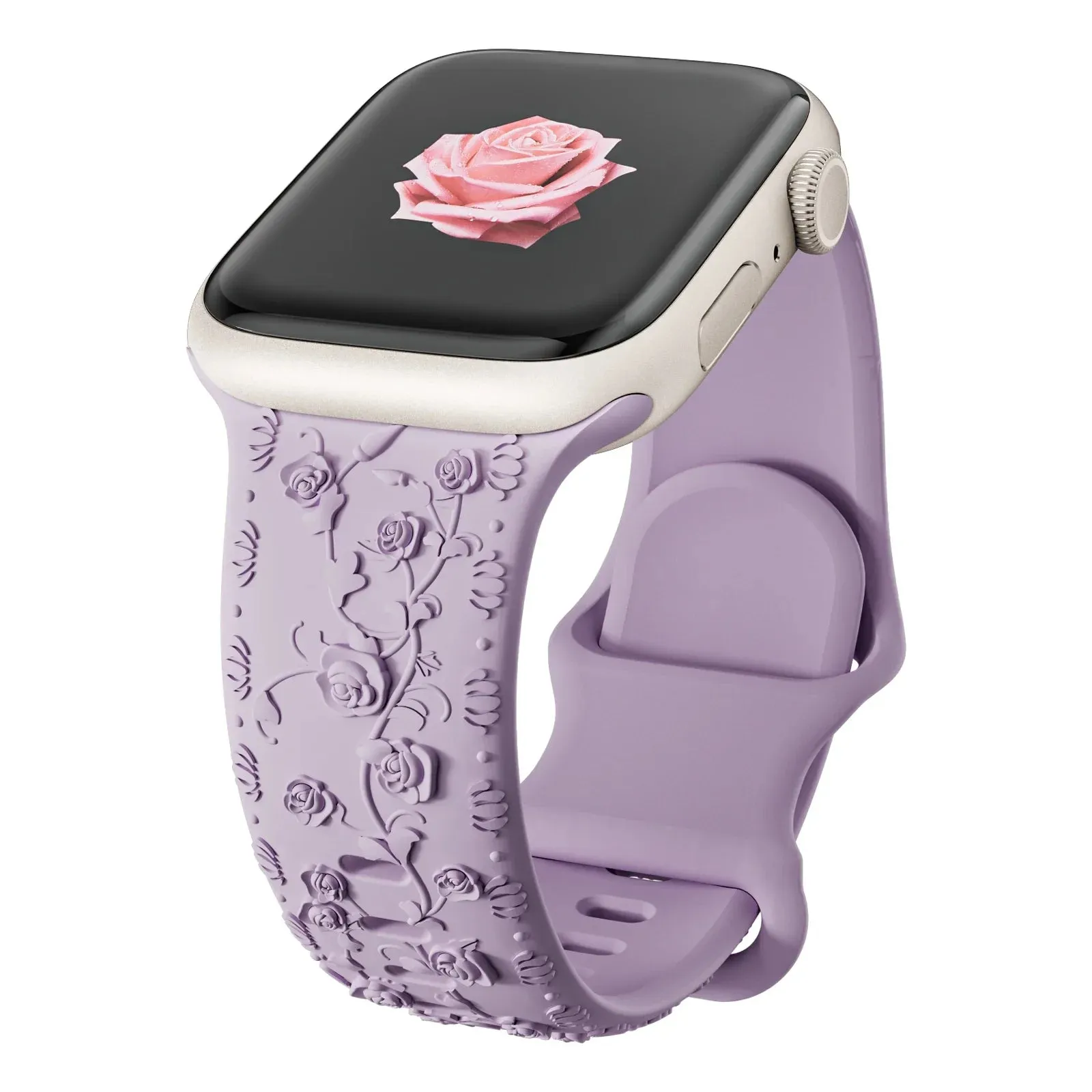 Soft Silicone Floral Engraved Apple Watch Band