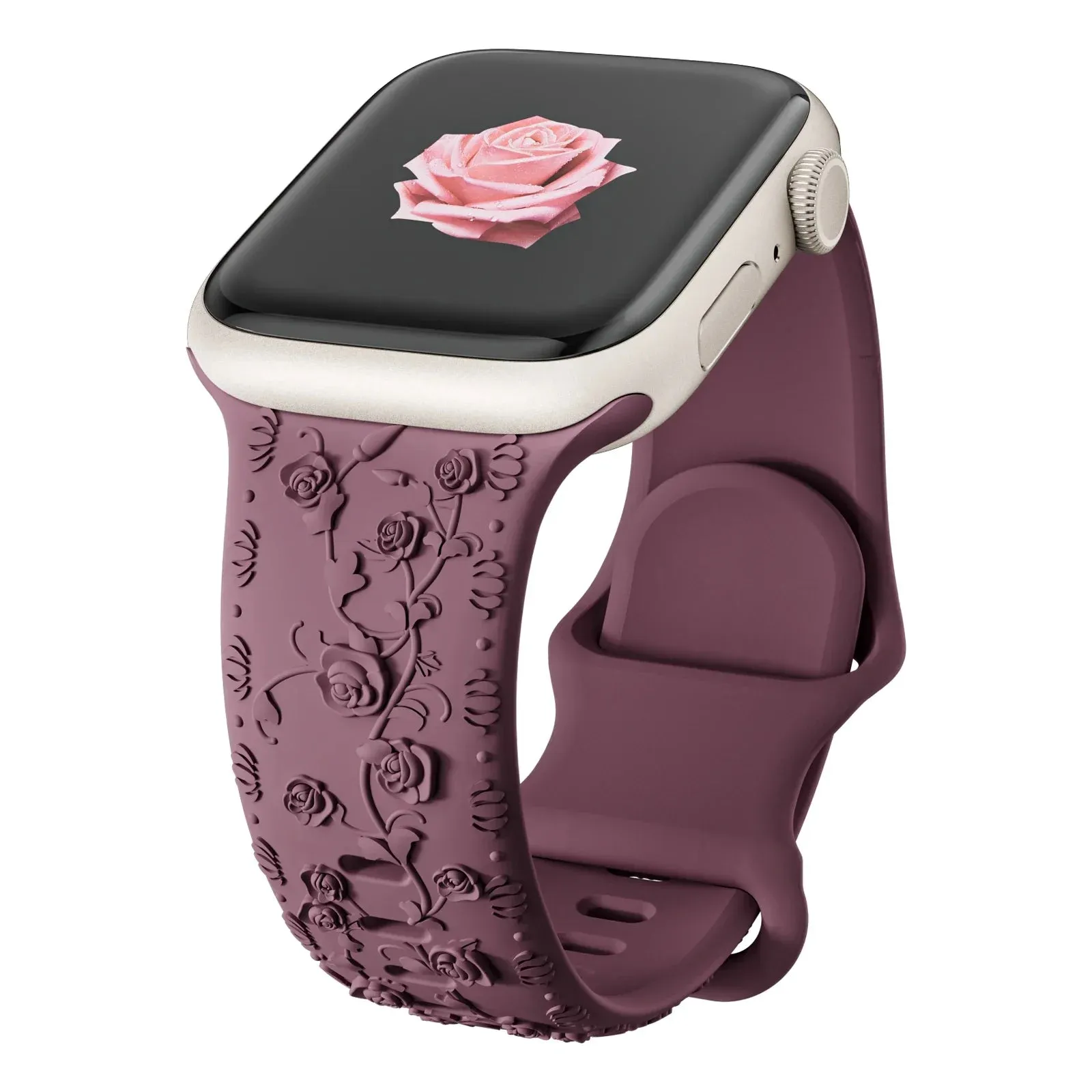 Soft Silicone Floral Engraved Apple Watch Band