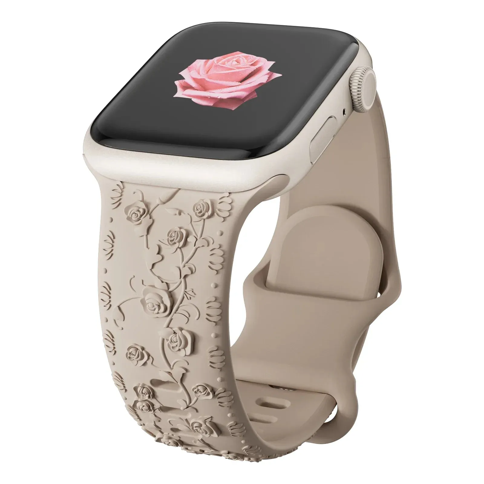 Soft Silicone Floral Engraved Apple Watch Band