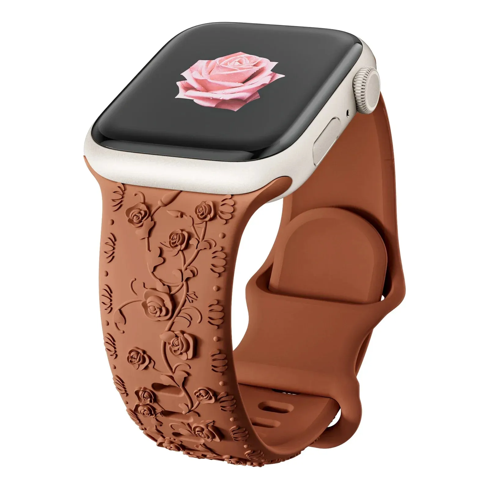 Soft Silicone Floral Engraved Apple Watch Band