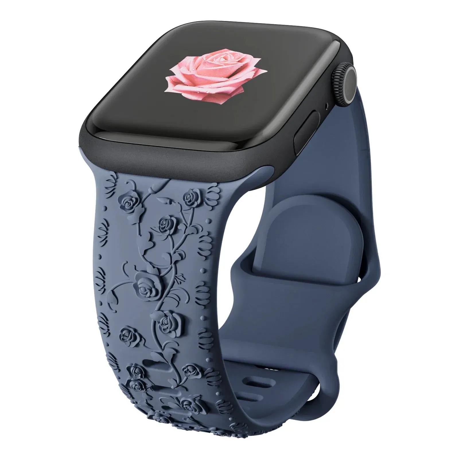 Soft Silicone Floral Engraved Apple Watch Band