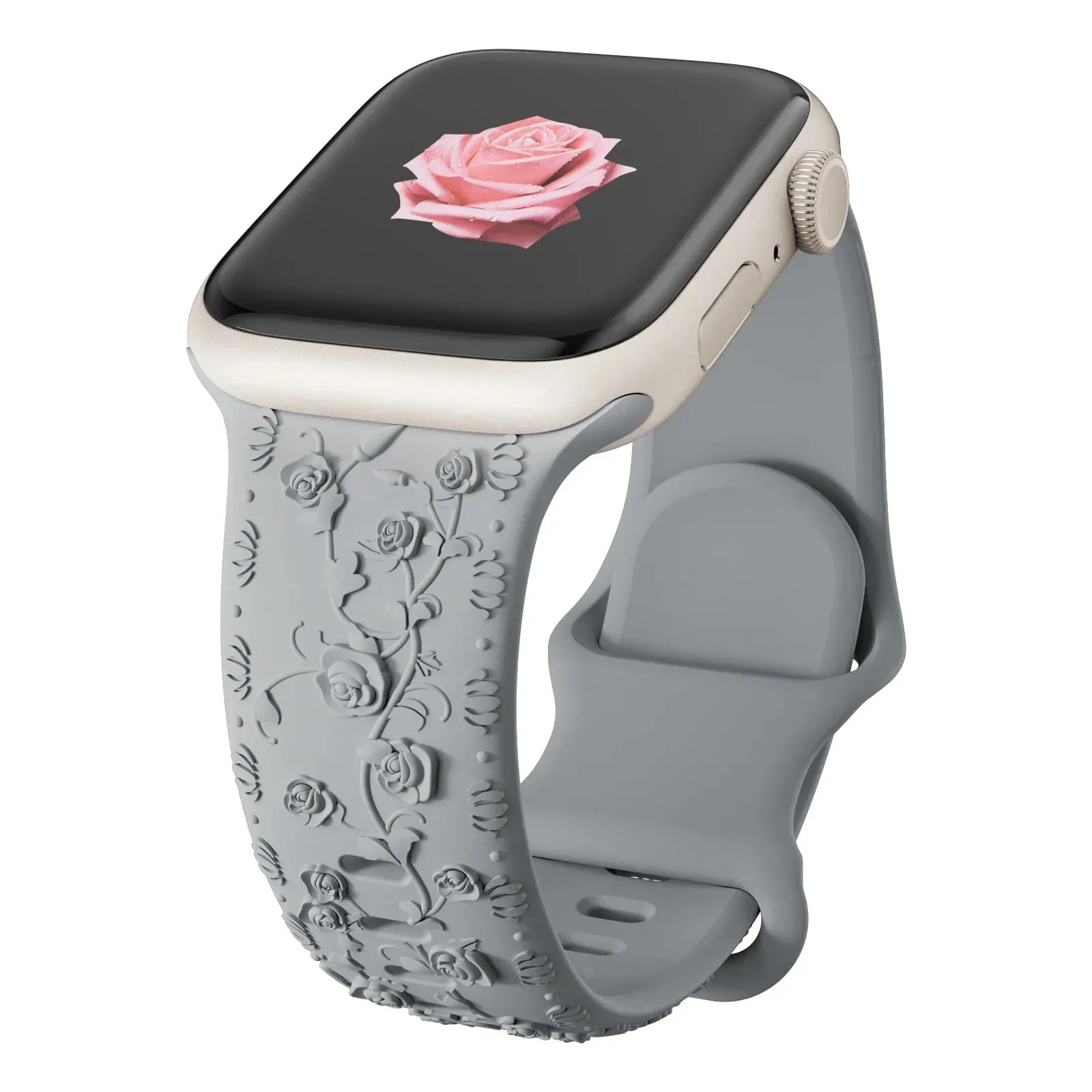 Soft Silicone Floral Engraved Apple Watch Band