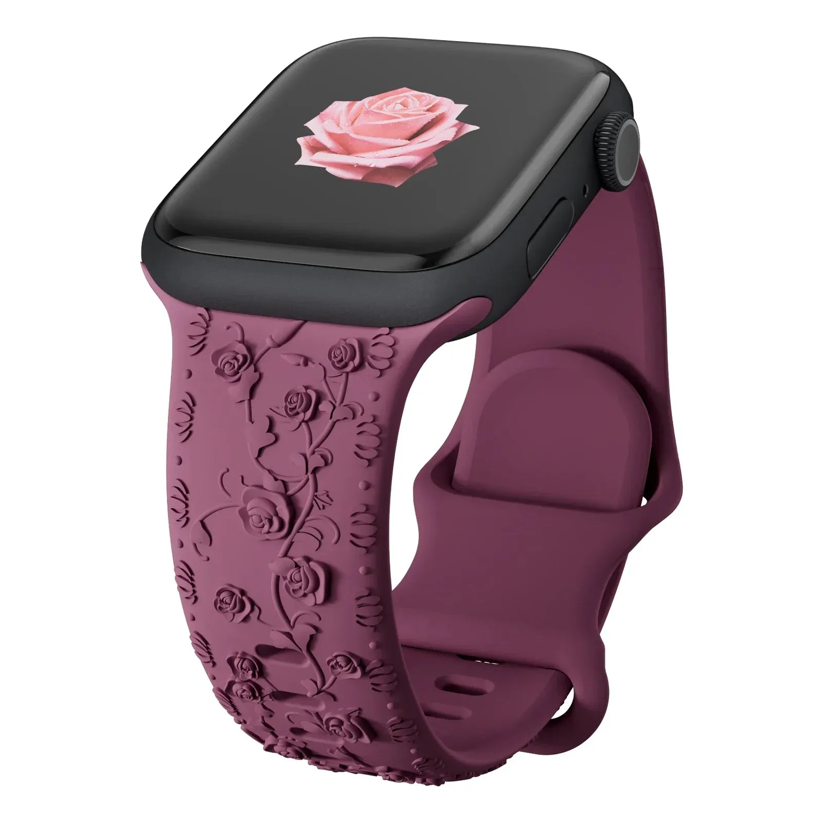 Soft Silicone Floral Engraved Apple Watch Band