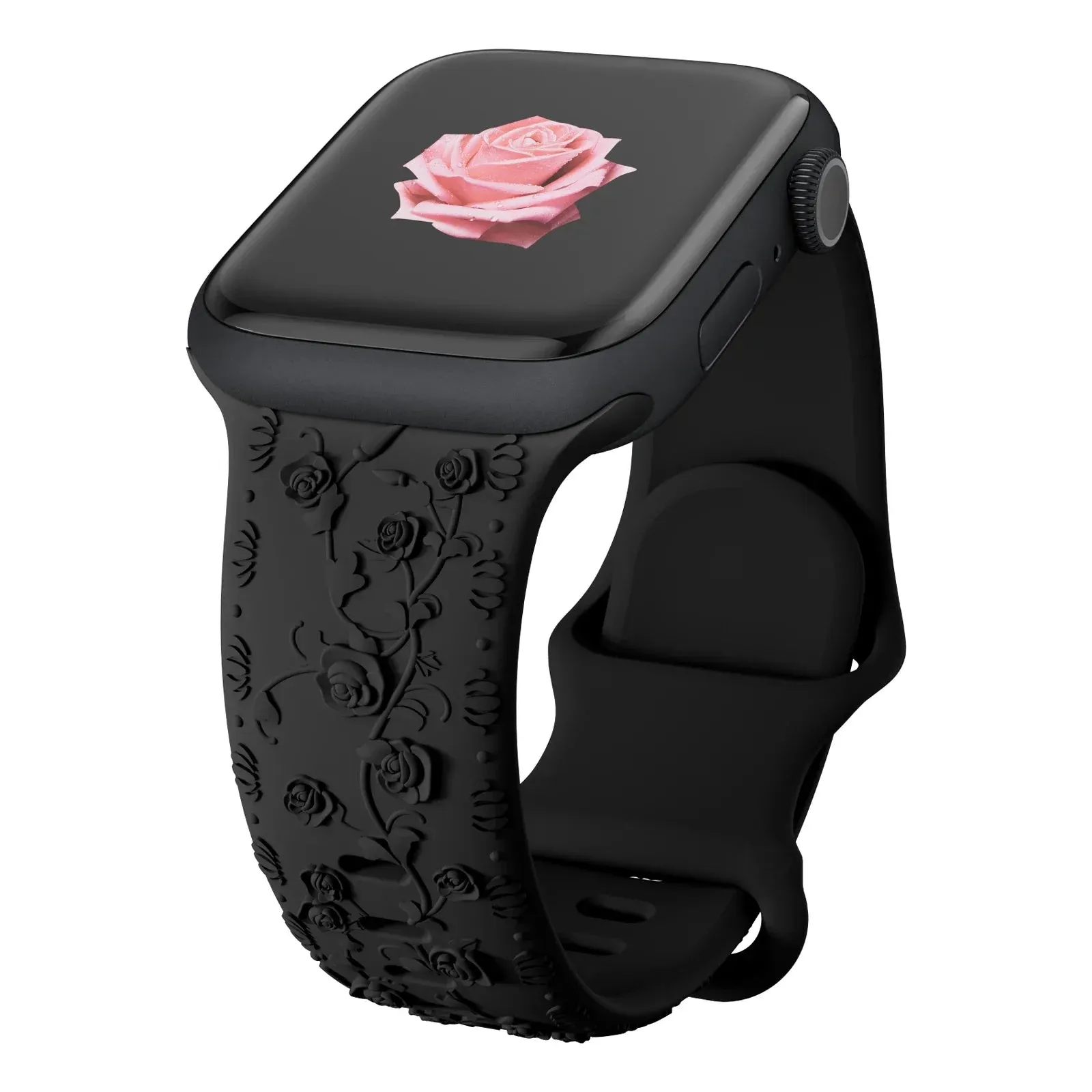 Soft Silicone Floral Engraved Apple Watch Band