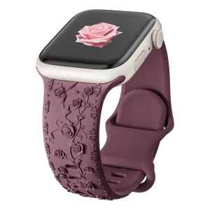 Soft Silicone Floral Engraved Apple Watch Band