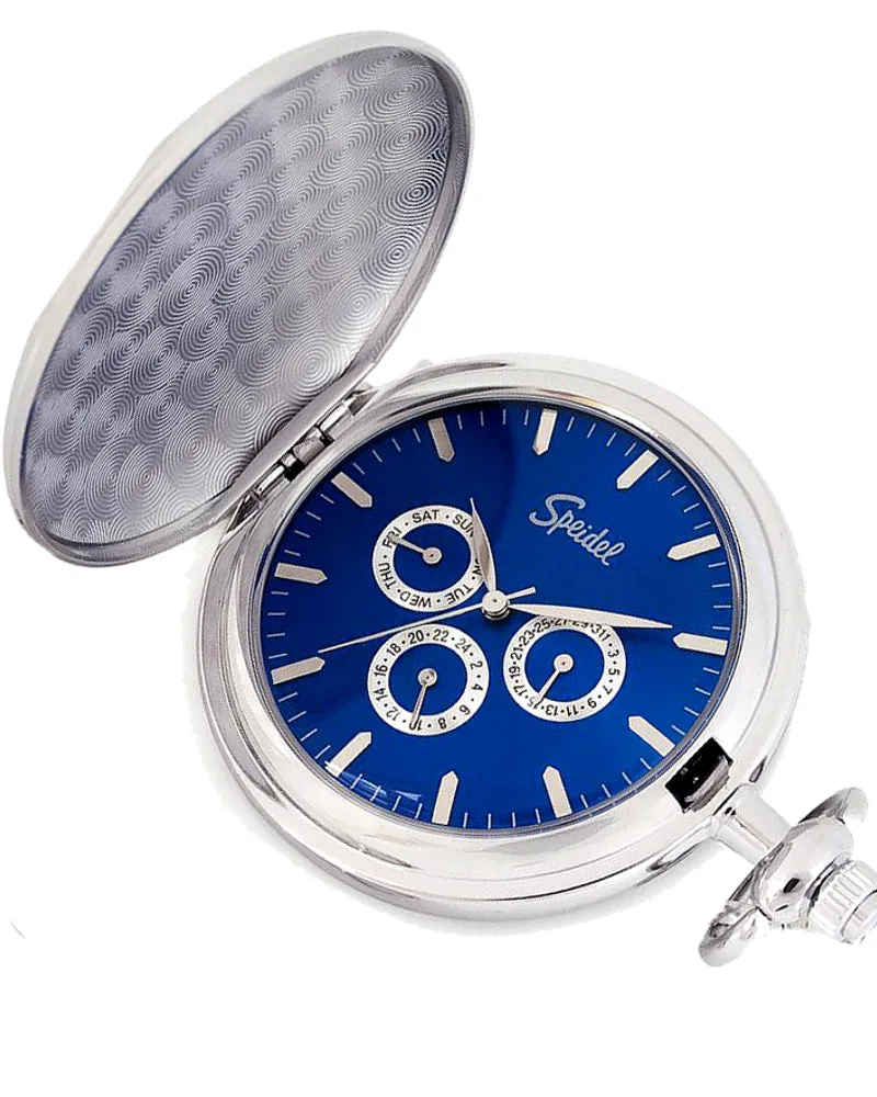 Speidel Classic Triple Subdial Closing Cover Pocket Watch with Chain, 35506154