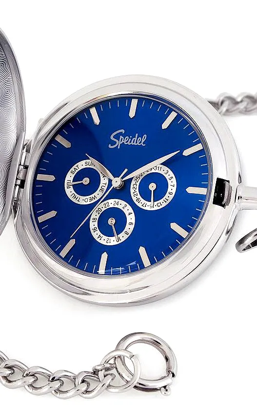Speidel Classic Triple Subdial Closing Cover Pocket Watch with Chain, 35506154