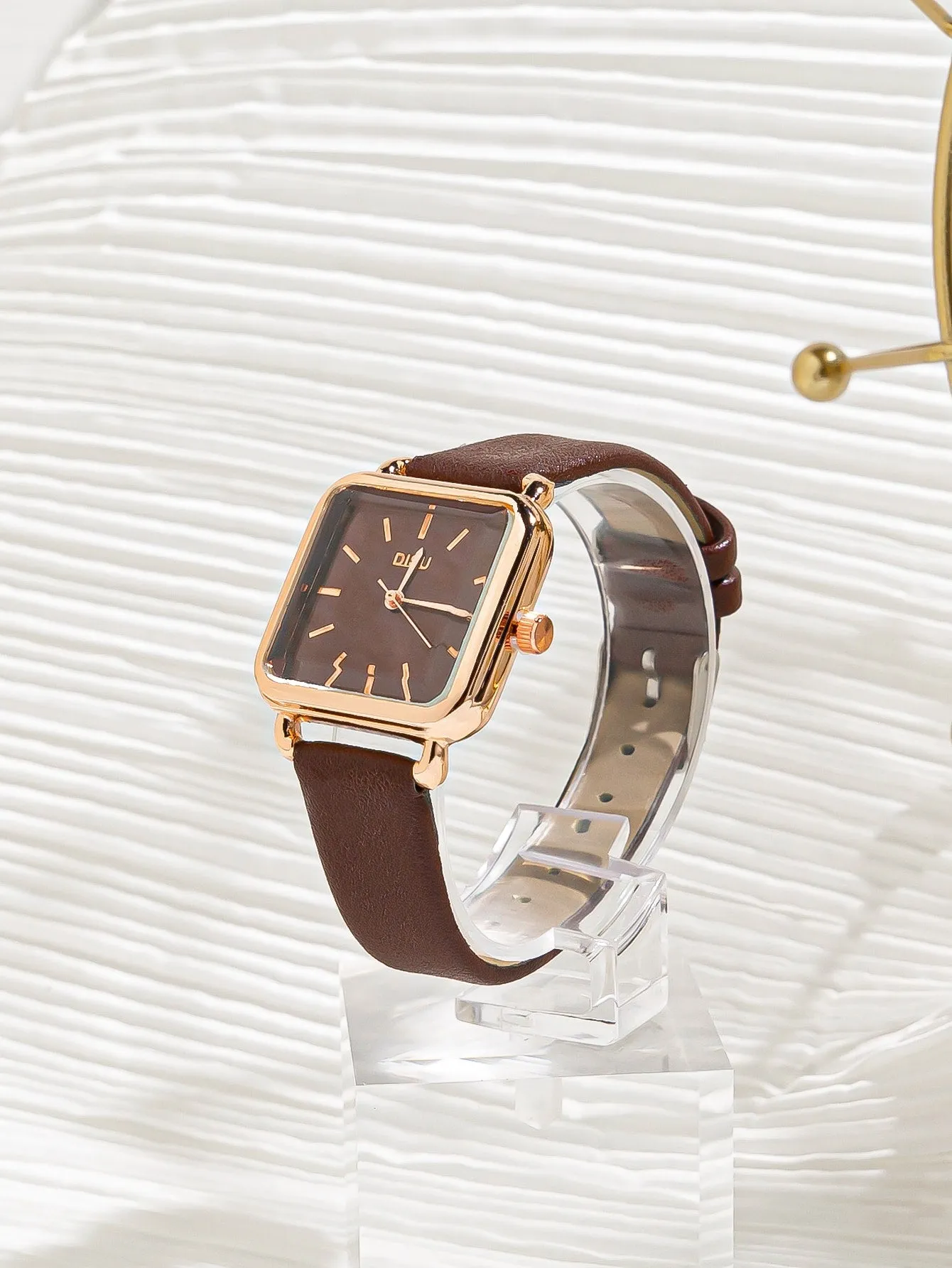 Square Pointer Quartz Watch - Brown