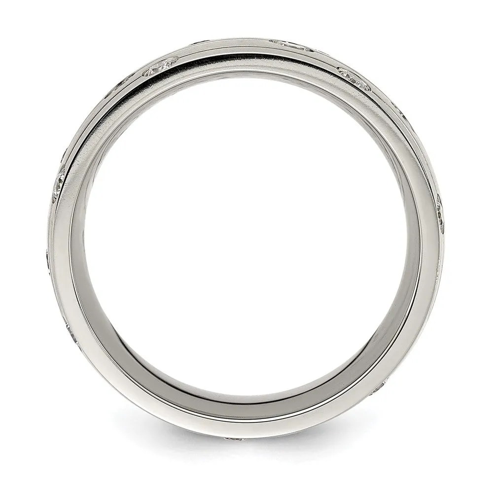 Stainless Steel Brushed with CZ 8.00mm Band