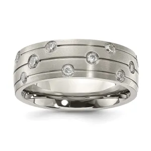 Stainless Steel Brushed with CZ 8.00mm Band