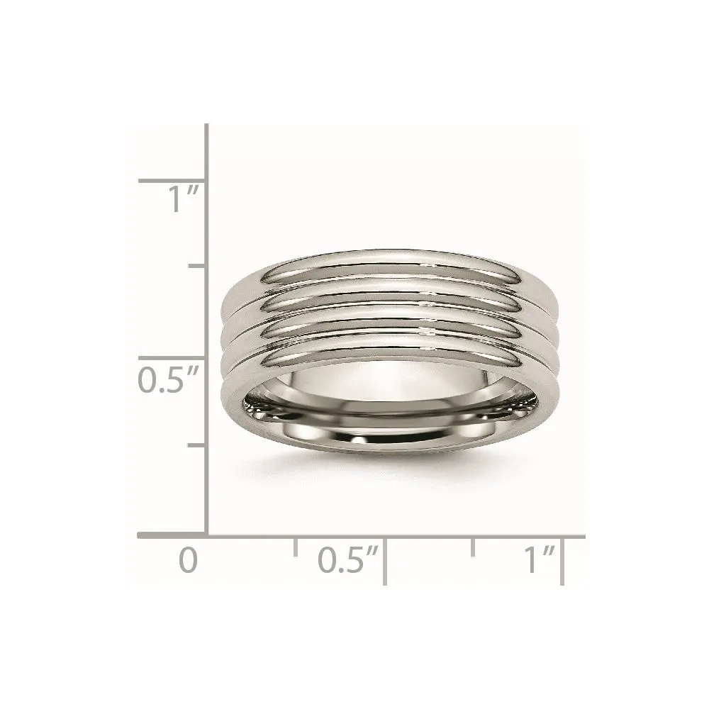 Stainless Steel Polished 8mm Grooved Band