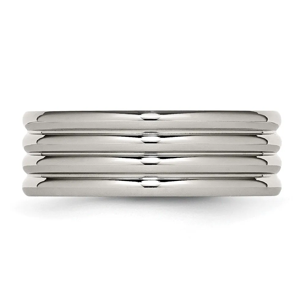 Stainless Steel Polished 8mm Grooved Band