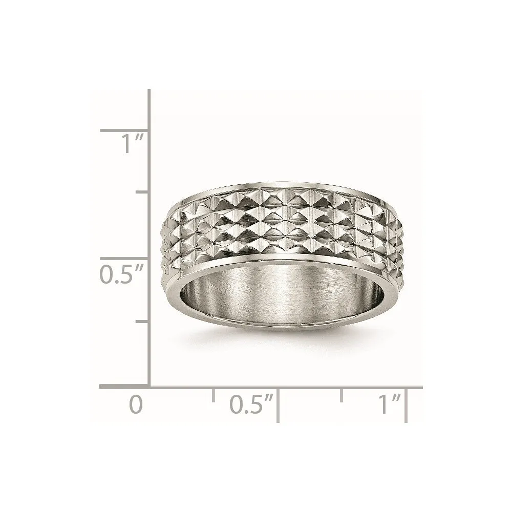 Stainless Steel Polished 8mm Studded Band