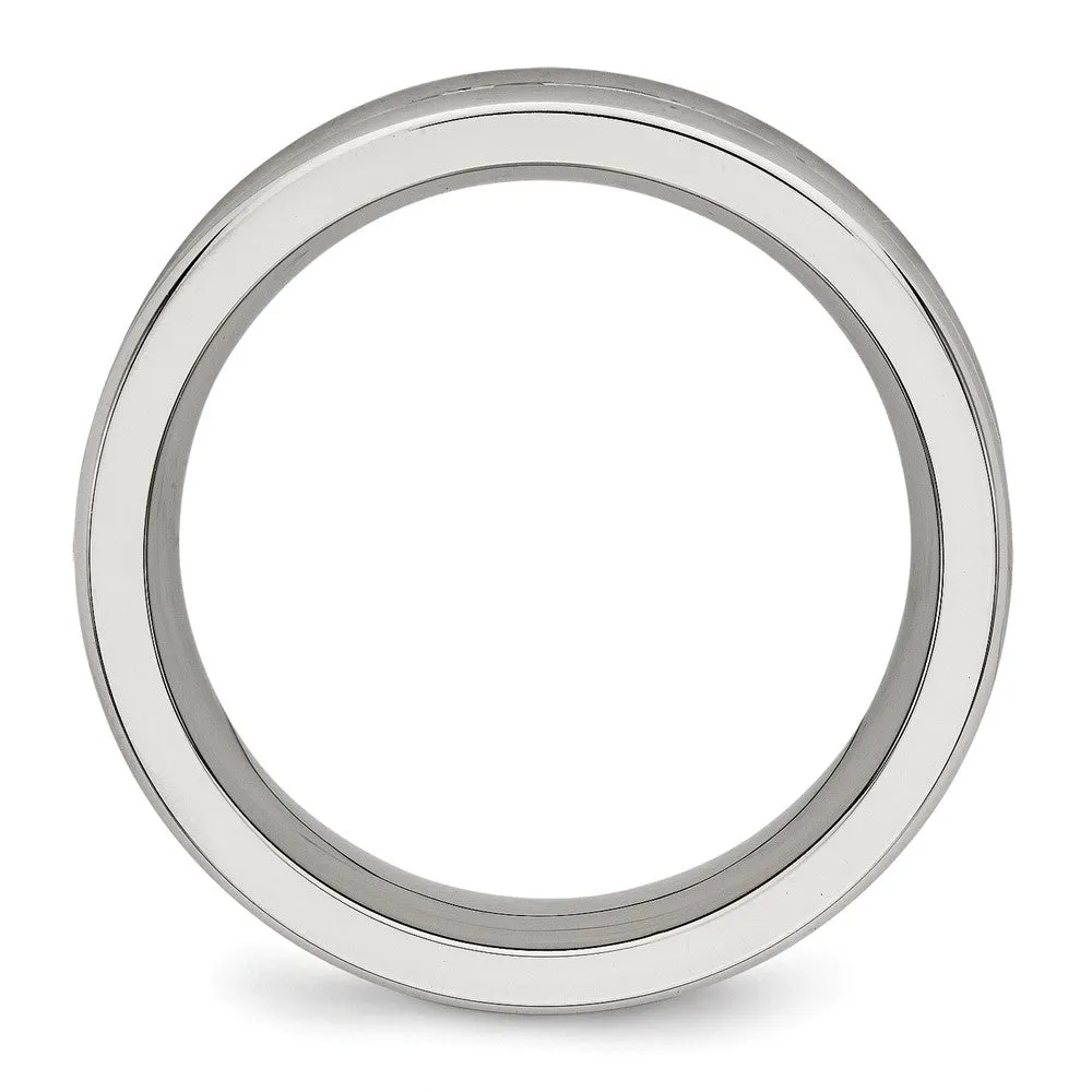 Stainless Steel Polished with CZ 7mm Band