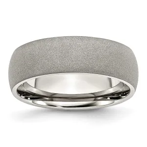 Stainless Steel Polished w/Stone Finish 7mm Band