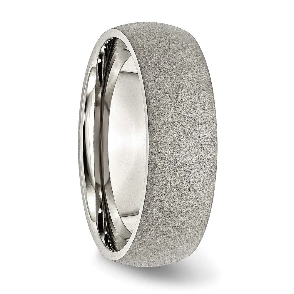 Stainless Steel Polished w/Stone Finish 7mm Band