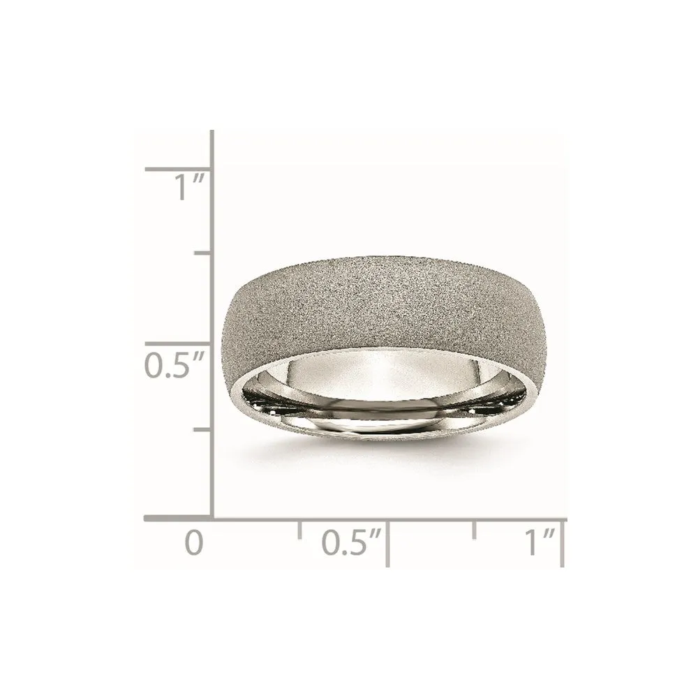Stainless Steel Polished w/Stone Finish 7mm Band