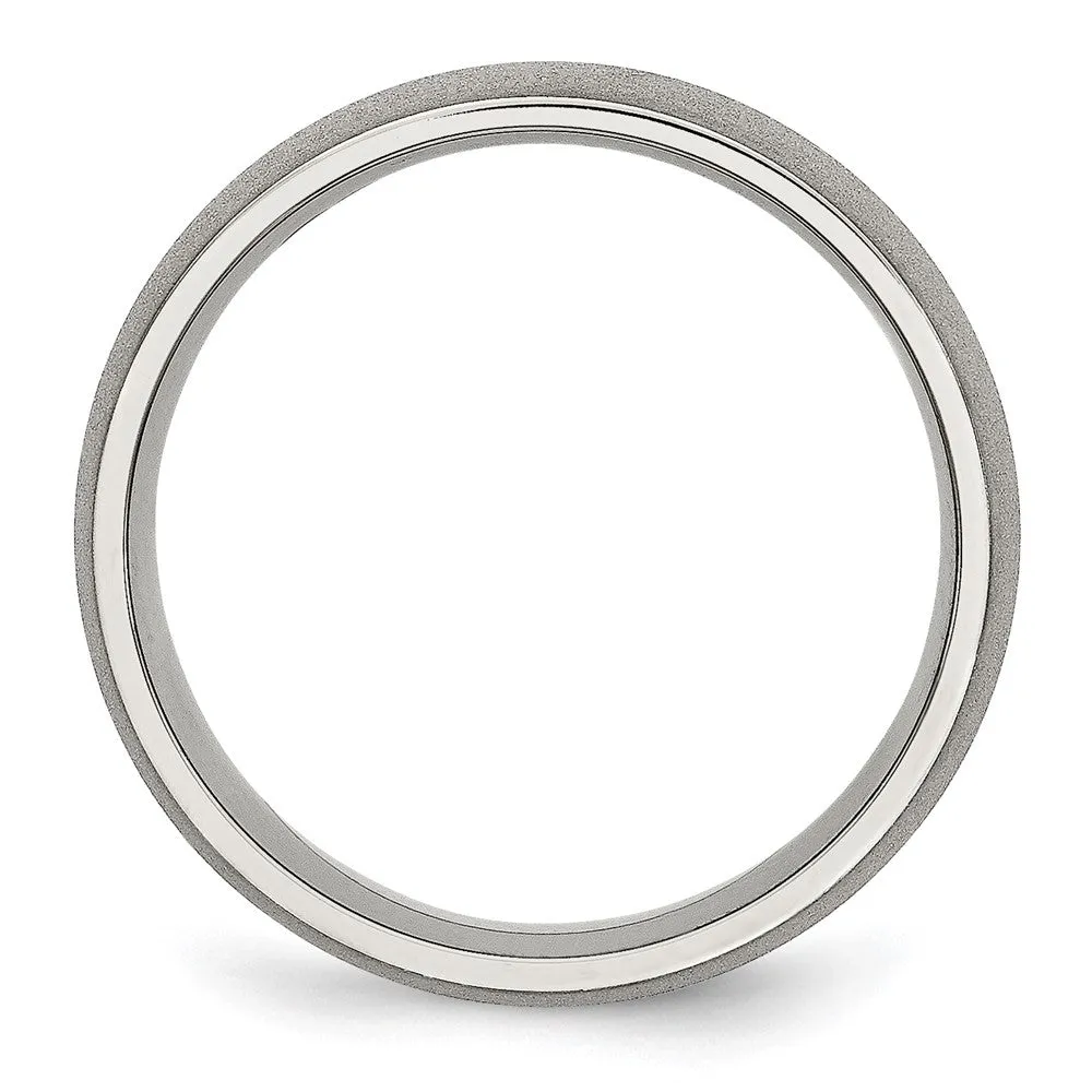 Stainless Steel Polished w/Stone Finish 7mm Band