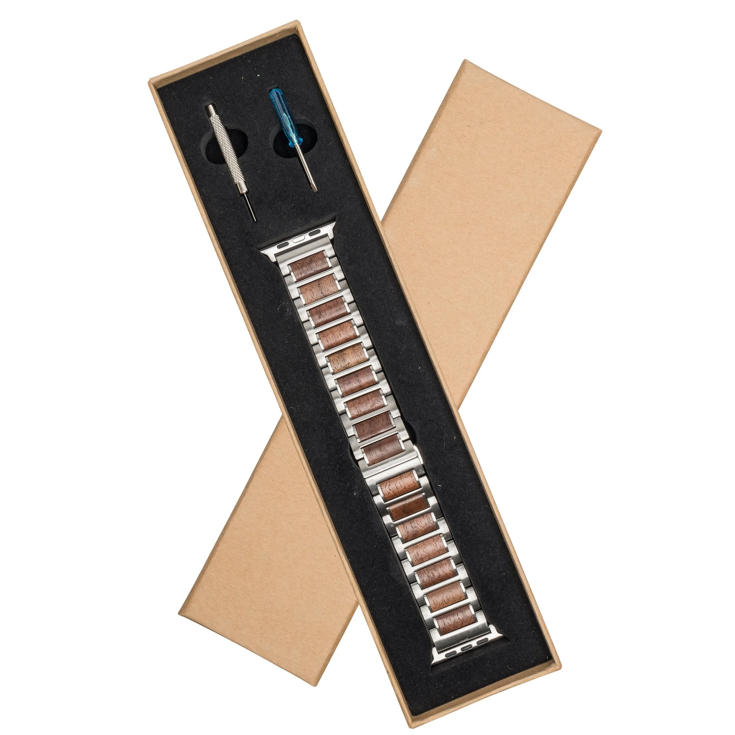 Stainless Steel   Walnut | 38-40mm 42-44mm Apple Watch Band | Series 1,2,3,4,5