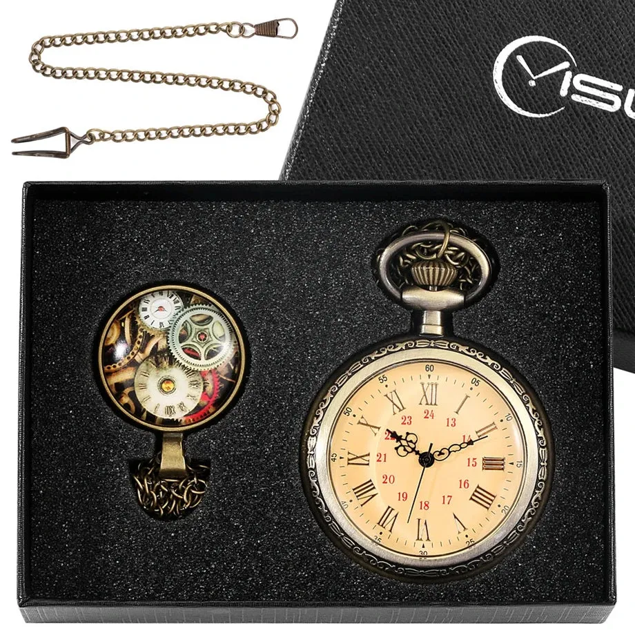 Steampunk pocket watch 4pcs/set