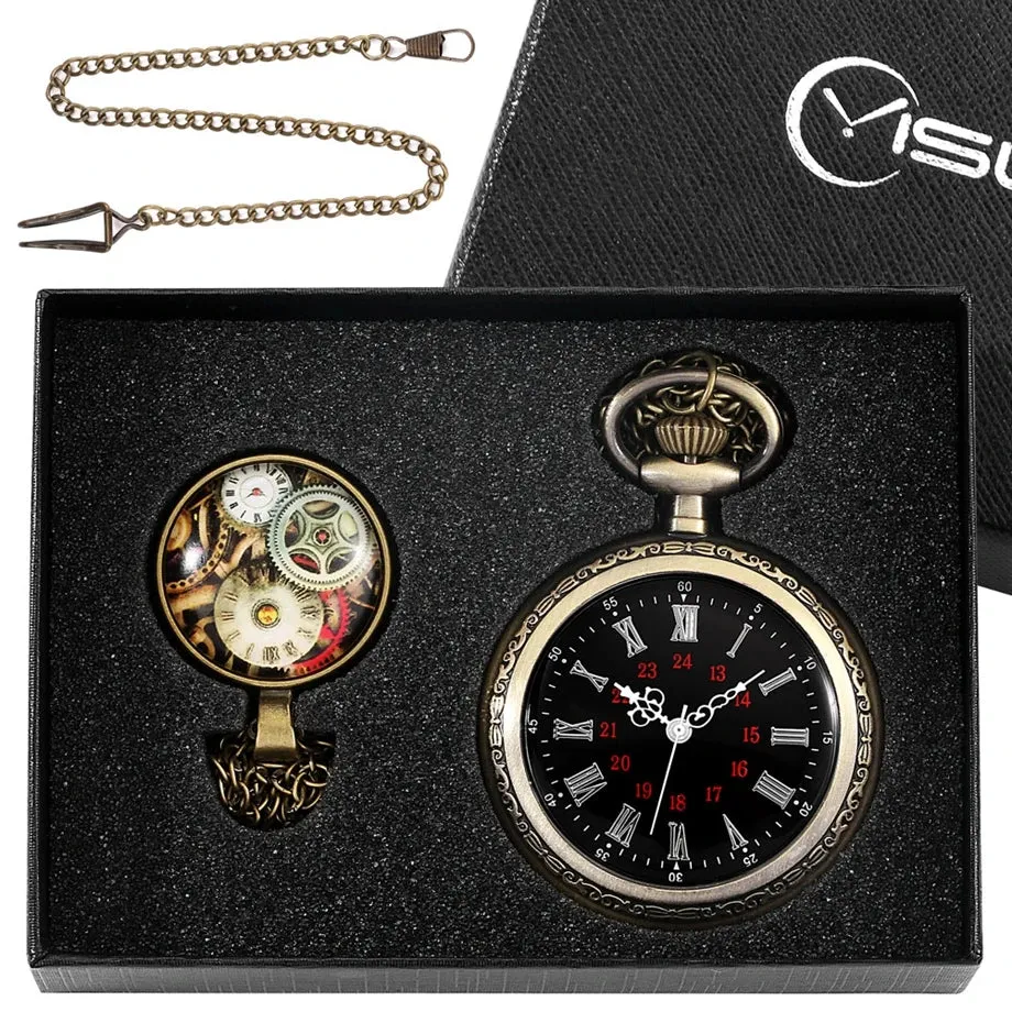 Steampunk pocket watch 4pcs/set