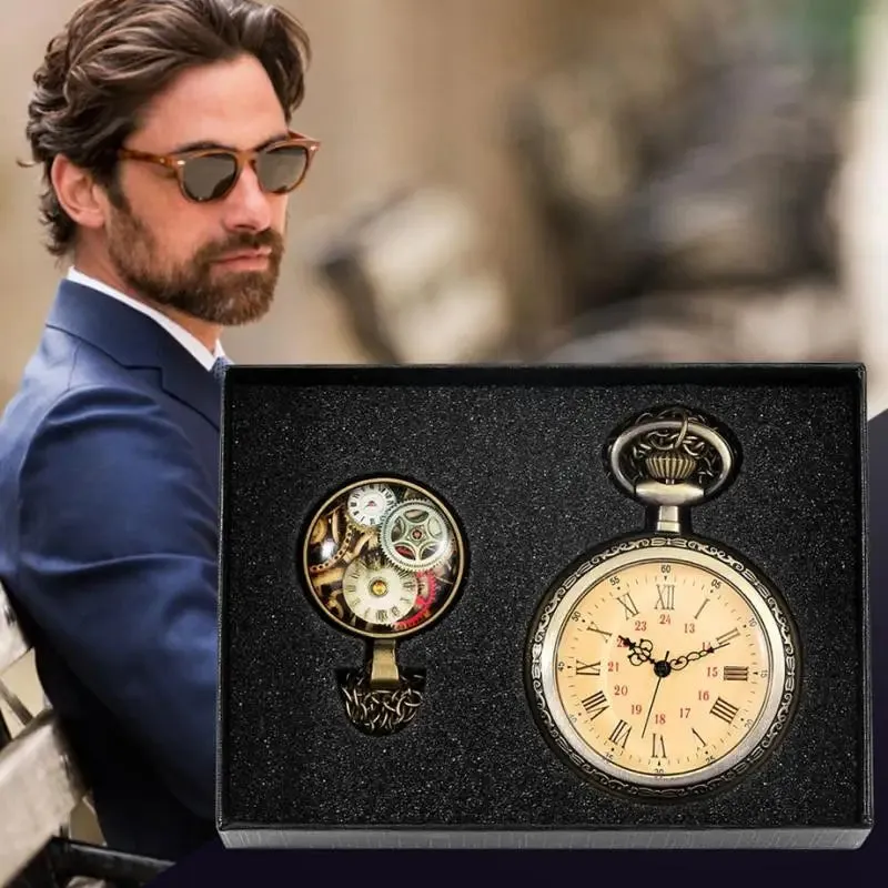 Steampunk pocket watch 4pcs/set