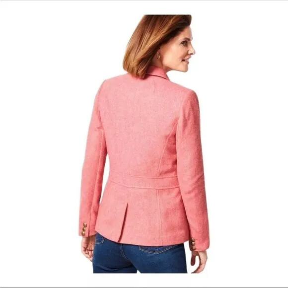 Talbots Women’s Wool Blazer 16 Petite Pink Aberdeen Career Business Old Money