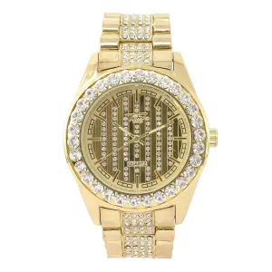 Techno Pave Blinged Out Men's Watch with Iced Out Bezel Simulated Lab Diamonds