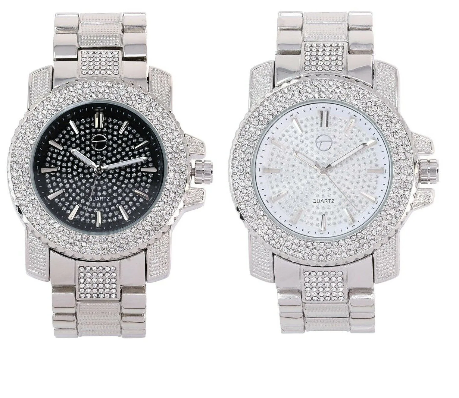 Techno Pave Blinged Out Men's Watch with Iced Out Bezel Simulated Lab Diamonds