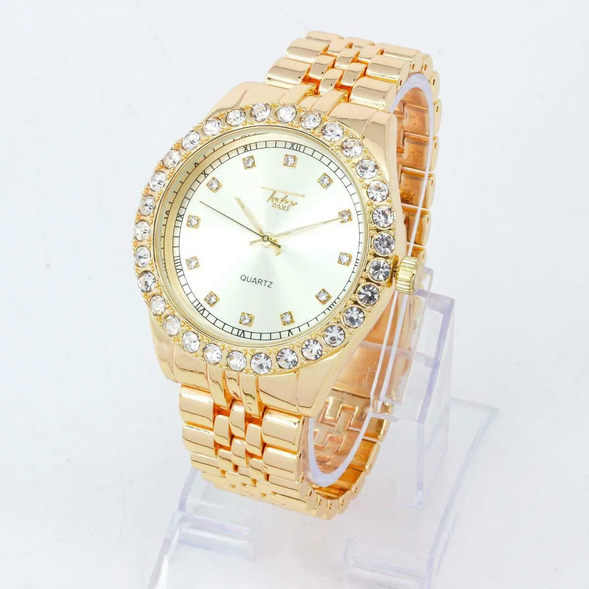 Techno Pave Blinged Out Men's Watch with Iced Out Bezel Simulated Lab Diamonds