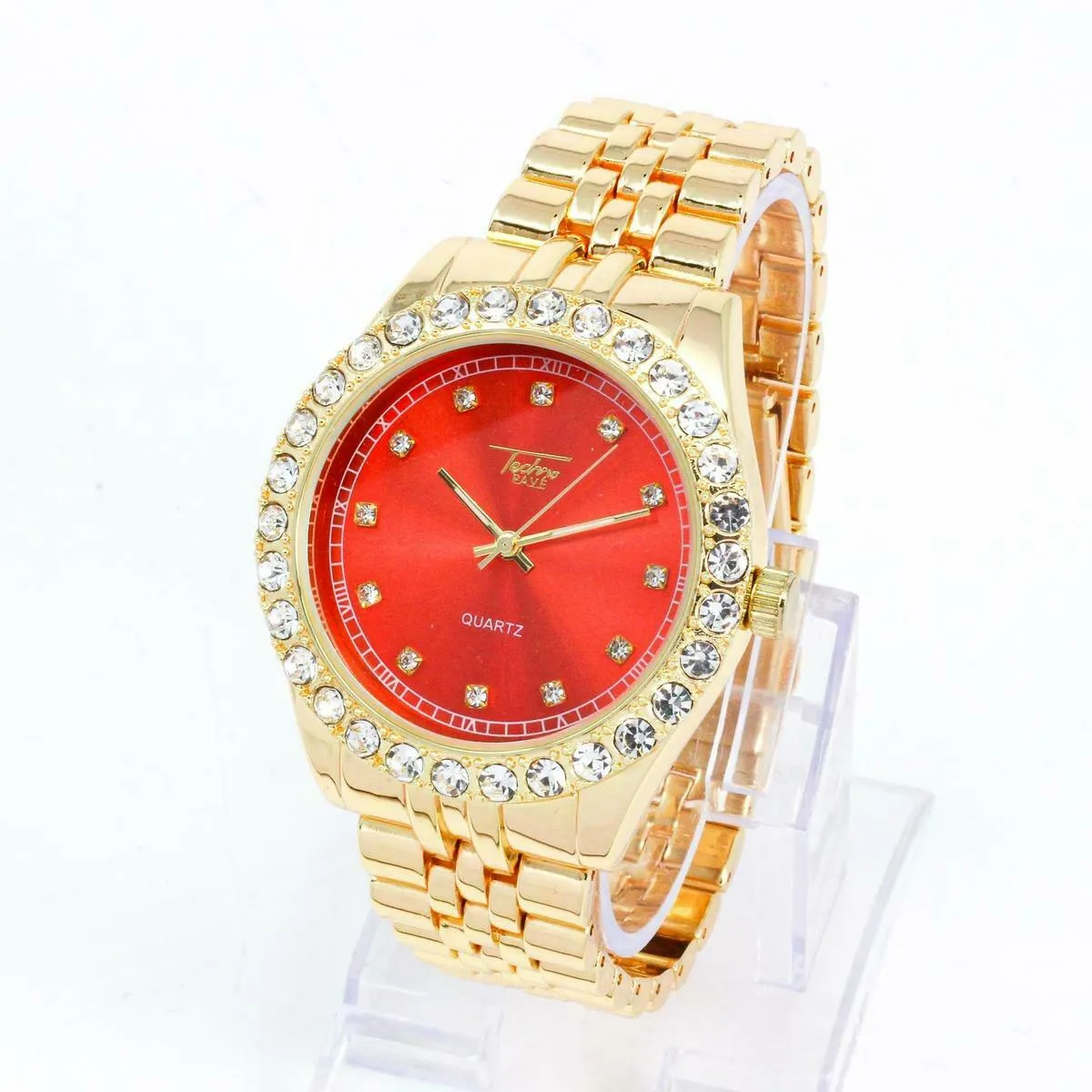 Techno Pave Blinged Out Men's Watch with Iced Out Bezel Simulated Lab Diamonds