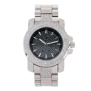 Techno Pave Blinged Out Men's Watch with Iced Out Bezel Simulated Lab Diamonds