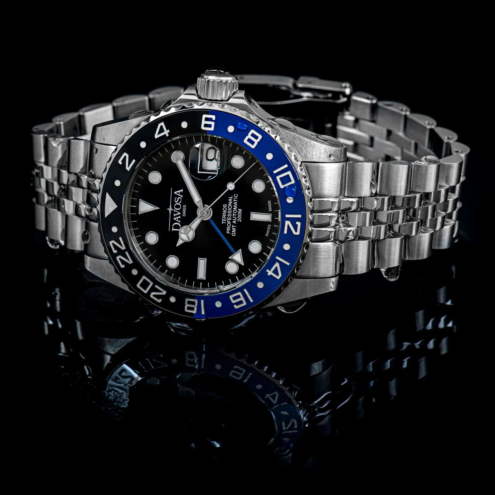 Ternos Professional Automatic 200m GMT Black Blue Diving Watch 16157104