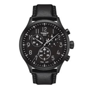 Tissot Chrono XL Vintage Mens Black Tone Black Dial Leather Strap Watch