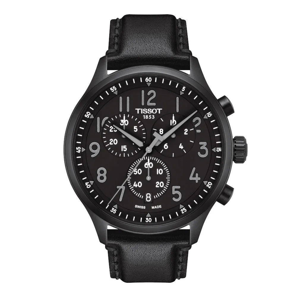 Tissot Chrono XL Vintage Mens Black Tone Black Dial Leather Strap Watch