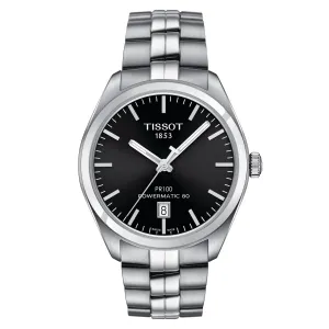 Tissot Clock Pr 100 PowerMitic 80 39mm Black Automatic Steel T101.407.11.051.00