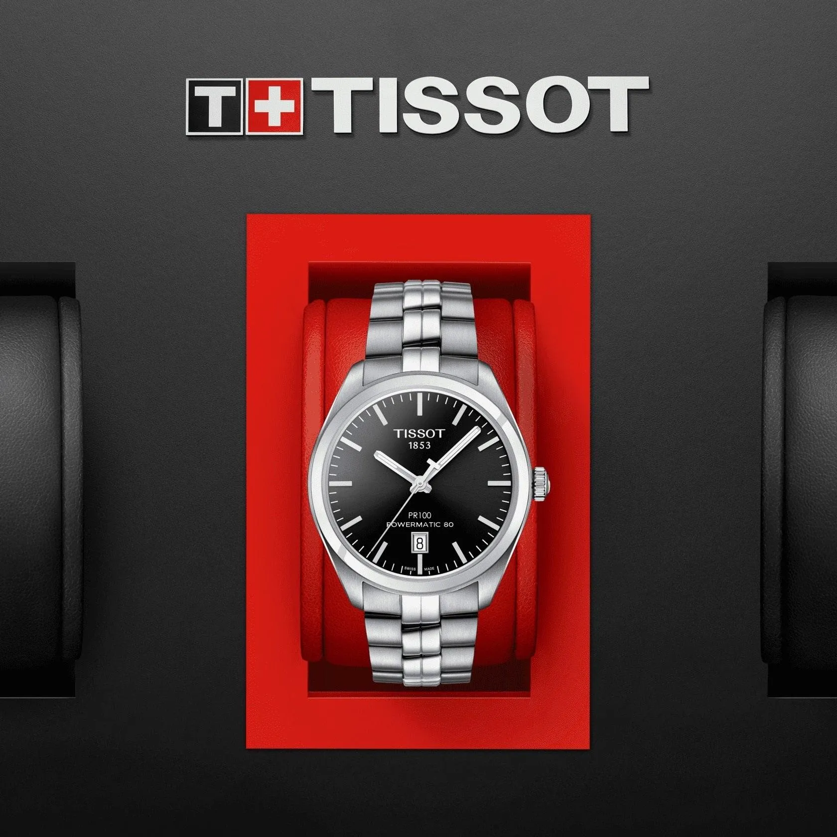 Tissot Clock Pr 100 PowerMitic 80 39mm Black Automatic Steel T101.407.11.051.00