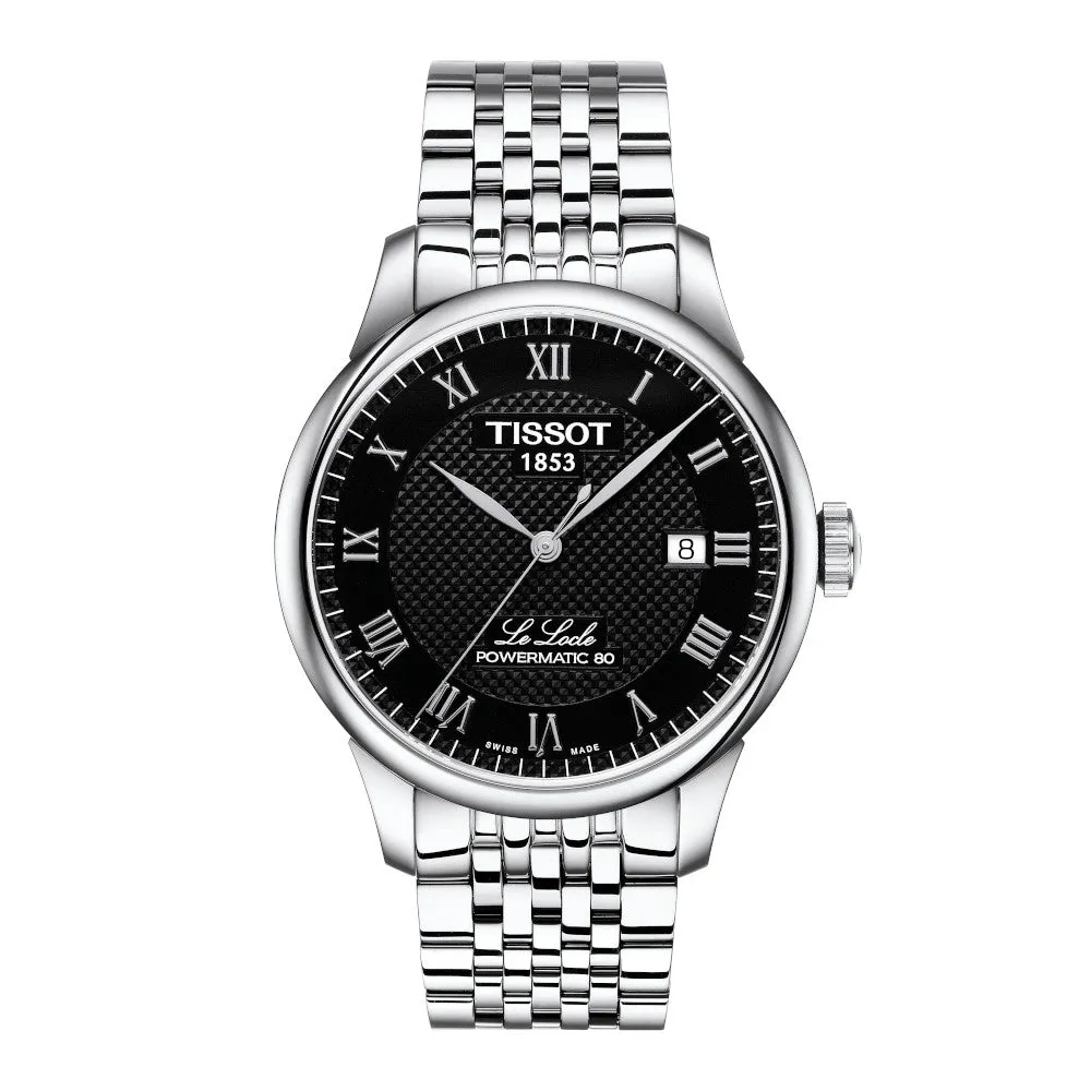 Tissot Le Locle Powermatic 80 Men's Stainless Steel Black Dial Watch